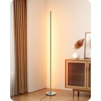 Edishine Led Corner Floor Lamp, Minimalist Dimmable Light With Remote, Standing Led 57.5 Inches Tall Lamp For Living Room, Bedroom, Home Office, 7 Color Temperature 2700-6000K (Silver)