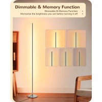 Edishine Led Corner Floor Lamp, Minimalist Dimmable Light With Remote, Standing Led 57.5 Inches Tall Lamp For Living Room, Bedroom, Home Office, 7 Color Temperature 2700-6000K (Silver)