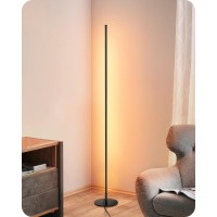 Edishine Led Corner Floor Lamp, Minimalist Dimmable Light With Remote, Standing 57.5 Inches Tall Lamp For Living Room, Bedroom, Home Office, 7 Color Temperature 2700-6000K (Black)