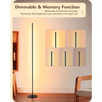 Edishine Led Corner Floor Lamp, Minimalist Dimmable Light With Remote, Standing 57.5 Inches Tall Lamp For Living Room, Bedroom, Home Office, 7 Color Temperature 2700-6000K (Black)