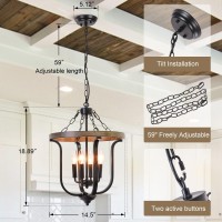 Cwarmozy Farmhouse 4-Light Cage Chandelier 14.5