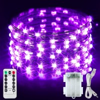 Omika Battery Operated Led Uv Black Lights, 16.4Ft 50 Units 2835 Led Uv Lamp Beads 8 Modes Flexible Blacklight Fairy String Lights With Remote For Fluorescent Party Stage Body Paint Halloween Decor