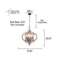 Chords Attic Farmhouse Wood Chandelier Cottage Chic Crown Pendant Light Weathered Wood Chandelier With 6Candle Rustic Chande