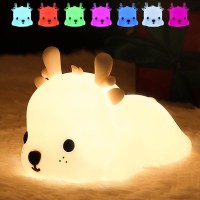 Zklili Night Light For Kids Room Christmas Gifts Deer Cute Lamp 7 Colors Rechargeable Toddler Baby Nursery Nightlight Girls Be