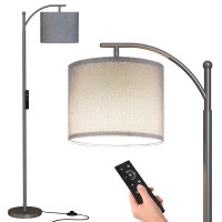 Sunmory Dimmable Floor Lamp With Remote Control,Lamp For Living Room Stepless Color Temperature And Brightness, Standing Lamp For Bedroom And Office With 1H Timer,Gray Floor Lamp With Linen Shade