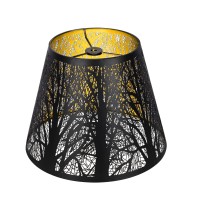 Small Lamp Shade, Alucset Barrel Metal Lampshade With Pattern Of Trees For Table Lamp And Floor Light, 6X10X7.5 Inch, Spider