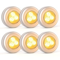 Umecore Tap Light Push Lights, 6 Pack Wireless Puck Lights Battery Powered Led Touch Light Bright Stick On Lights Cordless Lighting For Closet, Cabinet, Kitchen, Bedroom, Rv, Outdoor