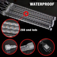 Funpeny Christmas Meteor Shower Rain Lights 288 Led Patriotic Lights Icicle Snow Falling Independence Day Lights Outdoor Raindr