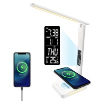 Banrterd Desk Light Desk Lamp With Wireless Charger Usb Charing Port Desk Lamps For Home Office Dimmable Eyeprotecting Desk