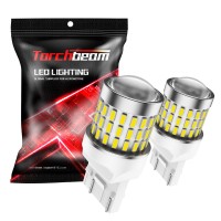 Torchbeam 7440 7443 Led Bulbs 300% Brighter For Reverse Lights, W21/5W W21/W T20 Led Car Bulb, White 6000K Wedge Led Bulbs With Projector, Replcement For Reverse Tail Backup Light, Pack Of 2