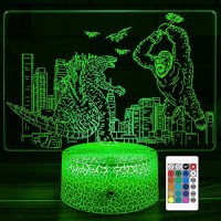 Drylf Kong Toys 3D Night Light With Remote & Smart Touch 7 Colors + 16 Colors Changing Dimmable Trex Toys 3 4 5 6 7 8 9 Year Old Boy Or Girl Gifts