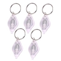 Jwisland 5 Pack Mini Led Keychain Flashlight, Ultra Bright Key Ring Light Torch, Dog Light, Safety Light - White Light With White Shell