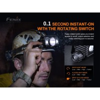 Fenix Hp30R V2.0 Headlamp, 3000 Lumen Rechargeable Heavy-Duty With Spotlight & Floodlight, Detachable Power Pack And Lumentac Organizer, Black