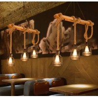 Farmhouse Wood Beam Chandelier Bigmaii Linear Desgin Rustic 3 Lights Industrial Vintage Cage Pendant Lighting For Kitchen Island Dining Room