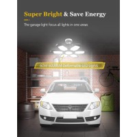 Arsali 2 Pack Led Garage Light,120W 6+1 Panels Deformable 6500K Led Garage Ceiling Light Multi-Position Adjustable E26 Shop Lights For Garage, Basement, Barn, Workshop, High Bay Light