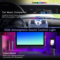 Rgb Sound Activated Led Lights, 2Pcs Music Sync Led Lights Wireless Rechargeable Usb Car Rhythm Light 32 Bit Music Pickup Rhythm Light Music Level Indicator For Car Laptop, Gaming Accessories