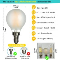 Amdtu E12 Led Chandelier Bulb Roundfrosted G165 Type G Round Light Bulb40 Watt 400Lm 2700K Soft Whitedimmable Led Globe Ligh