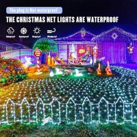 Jmexsuss 360 Led Cool White Net Lights Outdoor Mesh Lights 12Ft X 5Ft Waterproof Bush Net Lights 8 Modes With Remote Connectable