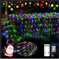 Jmexsuss 360 Led Christmas Net Lights Outdoor Mesh Lights 12Ft X 5Ft Waterproof Bush Net Lights 8 Modes With Remote Connectable