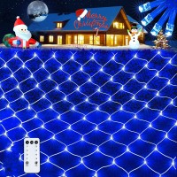 Jmexsuss Blue Halloween Net Lights 360 Led 12Ft X 5Ft Bush Lights Outdoor 8 Modes Connectable Mesh Lights For Decorationstransp