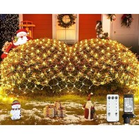 Jmexsuss 360 Led Christmas Net Lights Warm White Net Lights 12Ft X 5Ft Mesh Christmas Bush Lights 8 Modes With Remote Connectab