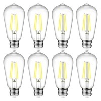 Ascher Vintage Led Edison Bulbs, 6W, Equivalent 60W, Non-Dimmable, Daylight 5000K, 700Lumens, St58 Antique Led Filament Bulbs With 80+ Cri, E26 Medium Base, Clear Glass, 8 Count (Pack Of 1)