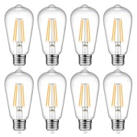 Ascher Vintage Led Edison Bulbs, 6W, Equivalent 60W, Non-Dimmable, Warm White 2700K, St58 Antique Led Filament Bulbs With 80+ Cri, E26 Medium Base, Clear Glass, 8 Count (Pack Of 1)