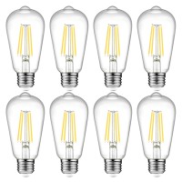 Ascher Led Edison Bulbs 6W, Equivalent 60W, High Brightness Daylight White 4000K, 700 Lumens, St58 Vintage Led Filament Bulbs With 80+ Cri, E26 Base, Non-Dimmable, Clear Glass, Pack Of 8