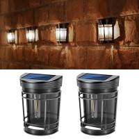 Bridika Solar Fence Lights, Solar Wall Lights Outdoor, Solar Deck Lights Outdoor Waterproof Led Solar Lights Decorative For Fence, Patio, Porch, Decks, Backyard, 5000K White Light, 2 Pack