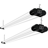 Hykolity 2 Pack 4Ft Linkable Led Shop Light For Garage, 4400Lm, 4Ft 42W Utility Light Fixture, 5000K Daylight Led Workbench Light With Plug, Hanging Or Surface Mount, Black - Etl