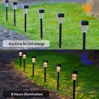 Dynaming 16 Pack Outdoor Solar Pathway Lights Warm White Led Solar Powered Walkway Lights Waterproof Landscape Decorative Ing