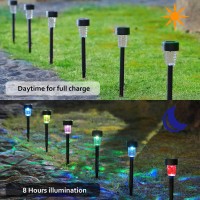 Dynaming 16 Pack Outdoor Solar Pathway Lights Rgb Color Changing Led Solar Powered Walkway Lights Waterproof Landscape Decorat