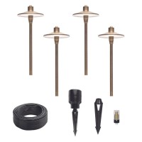 Lumen Logic G2 12V Brass Path Light 4Pack Kit Bronze With 3W 2700K G4 Led Bulbs