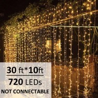 Solhice Led Curtain Lights Outdoor 30Ft X10Ft, 720 Led Plug In Hanging Window String Lights Indoor, Twinkle Lights Backdrop For Patio Wedding Bedroom Backyard D