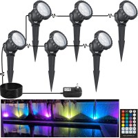 Covoart Spotlights Outdoor 18W 800Lm Rgb Color Changing Landscape Lights 110V Plug In Led Spot Lights With Remote Ip66 Waterpr