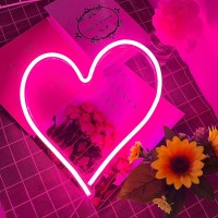 Pink Heart Neon Sign Neon Heart Light For Wall Decor Love Heart Led Light Up Sign Usb Powered Romantic Lamp For Bedroom Decora