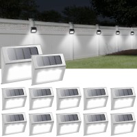 Otdair Solar Lights For Outside, 12 Pack Solar Deck Lights Outdoor, Waterproof Fence Solar Lights For Fence, Patio, Garden, Pathway, Cold White