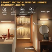 Wireless Under Cabinet Lights, 72 Led Motion Sensor Light Indoor, Usb Under Counter Light For Kitchen, Dimmable Led Motion Sensor Closet Light Strip, Rechargeable Motion Activated Led Night Light