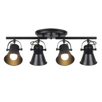 Keesfu 4Light Track Lighting Kit Black Semi Flush Mount Ceiling Light With 4 Rotatable Light Heads Modern Accent Lighting For L