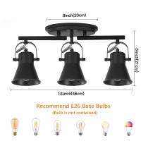 Keesfu 3Light Track Lighting Kit Black Semi Flush Mount Ceiling Light With 3 Rotatable Light Heads Industrial Accent Lighting F