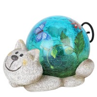 Afirst Garden Cat Statue Outdoor Decor - Resin Outdoor Figurine Glass Solar Lights Indoor Outdoor Decorations Patio Lawn Yard Art Ornaments