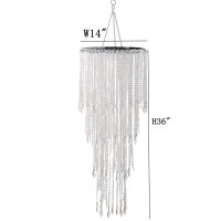 Flavorthings Beaded Chandelier Sparkling Iridescent Acrylic Beaded Hanging Chandelier 4 Tiers Beads Pendant Shade Ceiling Chand