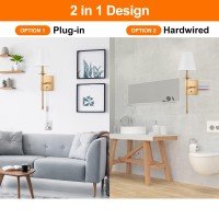 Dimmable Wall Sconces Set Of Two Encomli Plug In Wall Sconces White Fabric Shade Wall Lamp With 6Ft Plug In Cord Plug In Wall Li