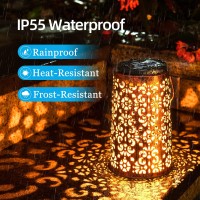 Kinkai 2 Pcs Solar Hanging Lanterns Outdoor Lights Waterproof Ip55 Solar Powered Lantern Retro Metal Decorative For Garden Patio