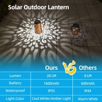 Kinkai 2 Pcs Solar Hanging Lanterns Outdoor Lights Waterproof Ip55 Solar Powered Lantern Retro Metal Decorative For Garden Patio