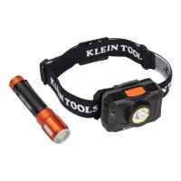 Klein Tools 80060 Rechargeable Flashlight Tool Kit Includes Led Flashlight With Worklight And Headlamp With White And Red Light