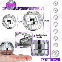 Sumind 8 Packs Disco Ball Party Decorations Mini Disco Ball Ornaments Silver Hanging Disco Ball Reflective Mirror Disco Ball For