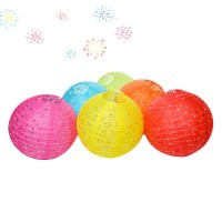 12Pcs Chinese Paper Lanterns With Led Lights Hollow Out Hanging Asia Japanese Paper Lamps With Tassel And Walking Stick 8 In La