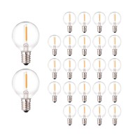 Chyparty G40 Led Replacement Light Bulbs, 0.6W Shatterproof Globe Bulb, E12 Candelabra Base, 1.5 Inch Dimmable G40 Led Bulbs For Outdoor String Lights- Warm White 25 Pack