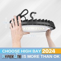 Hyperlite Led High Bay Light 150W 21 000 Lm 5000K Led Ufo Light 5 Cable With Us Plug For Factory Warehouse Workshop Gym Barn Ga